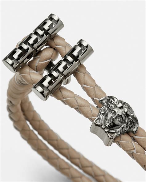 versace mens charm bracelet|versace medusa braided leather bracelet.